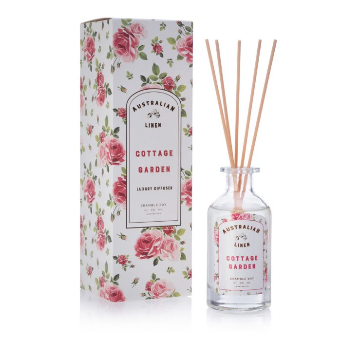 Australian Linen Vintage Look Glass Diffuser Cottage Garden