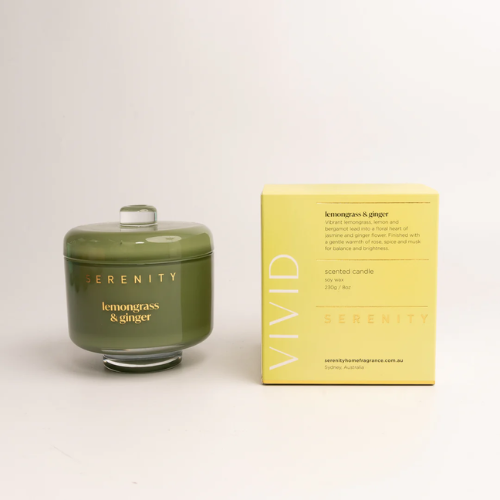 Serenity Vivid Lemongrass & Ginger 230gm Candle