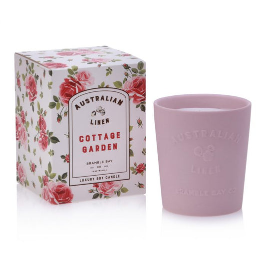 Australian Linen Ceramic Candle Cottage Garden