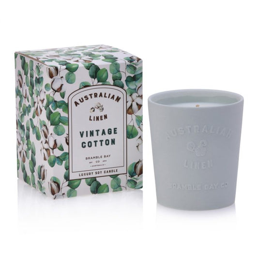 Australian Linen Ceramic Candle Vintage Cotton
