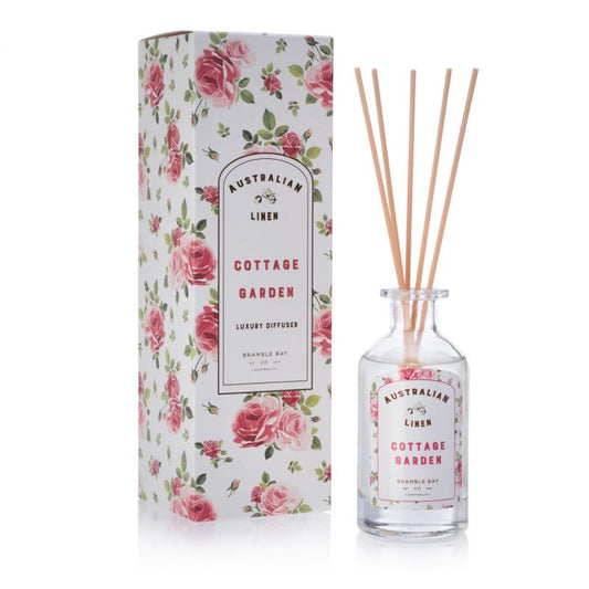 Australian Linen Vintage Look Glass Diffuser Cottage Garden