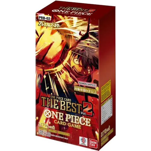 One Piece card game packaging with anime character on a red background